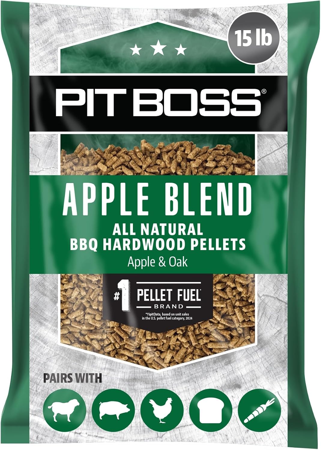 Pit Boss Apple Blend 100% All Natural Hardwood BBQ Pellets, 15 lb Bag