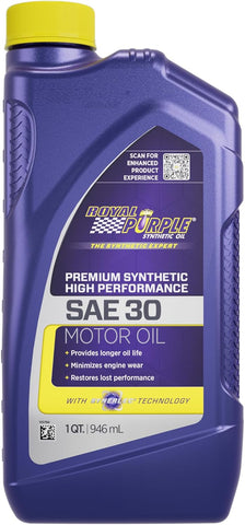Royal Purple 01030 SAE 30 Heavy Duty High Performance Synthetic Motor Oil - 1 Quart Bottle