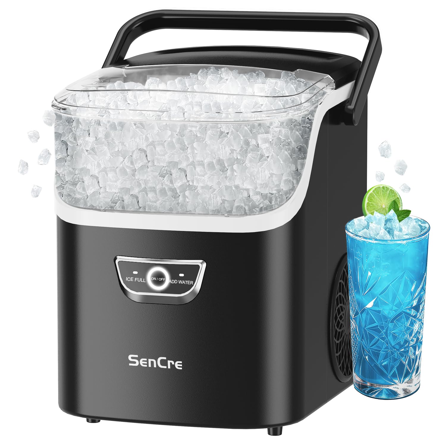 Ice Maker 40lbs Per Day Countertop Soft Sonic Ice Auto-Cleaning Portable Ice Machine for Home & Large Families