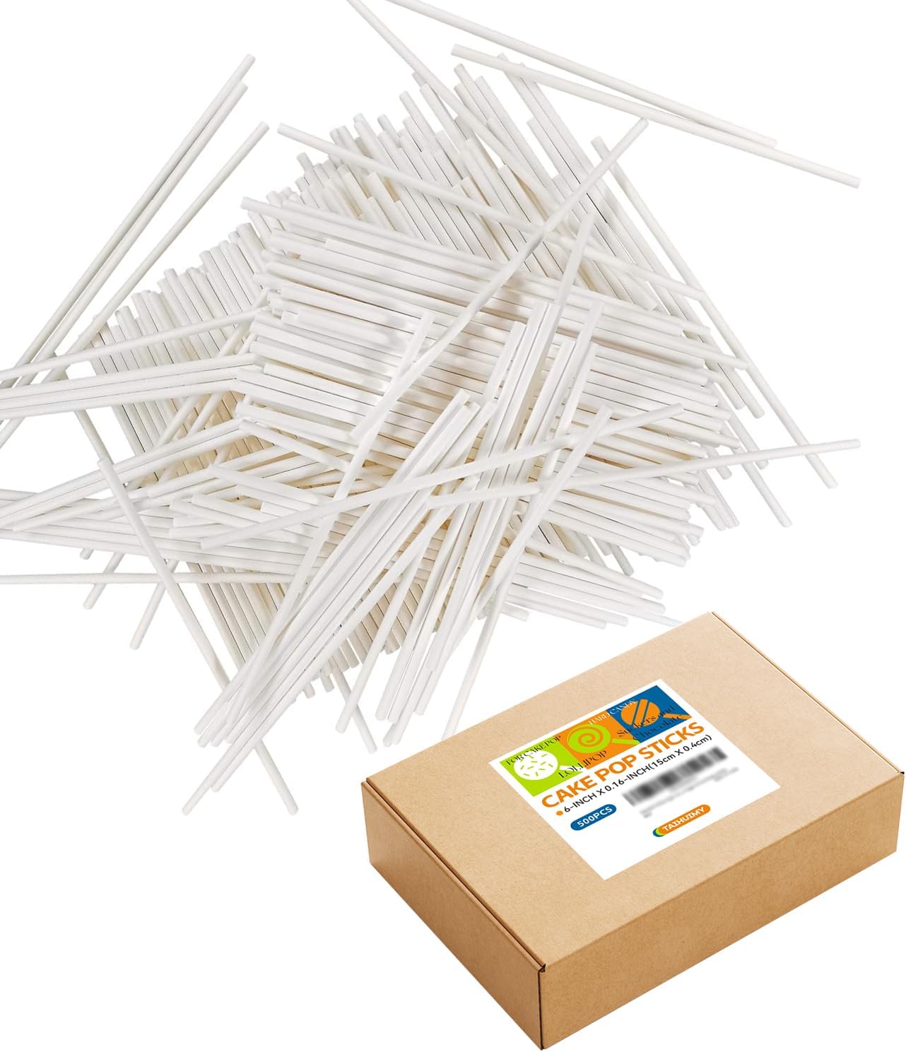 200 Count 5 INCH White Paper Lollipop Sticks,Cake Pop Sticks,Sucker Sticks for Cookies,Rainbow Candy,Chocolate,Cake Topper(Dia 4mm)