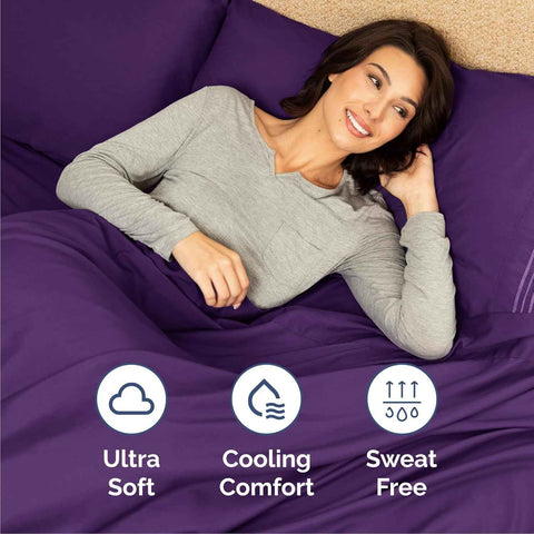 Cal King Size 4 Piece Sheet Set - Breathable & Cooling Sheets - Purple
