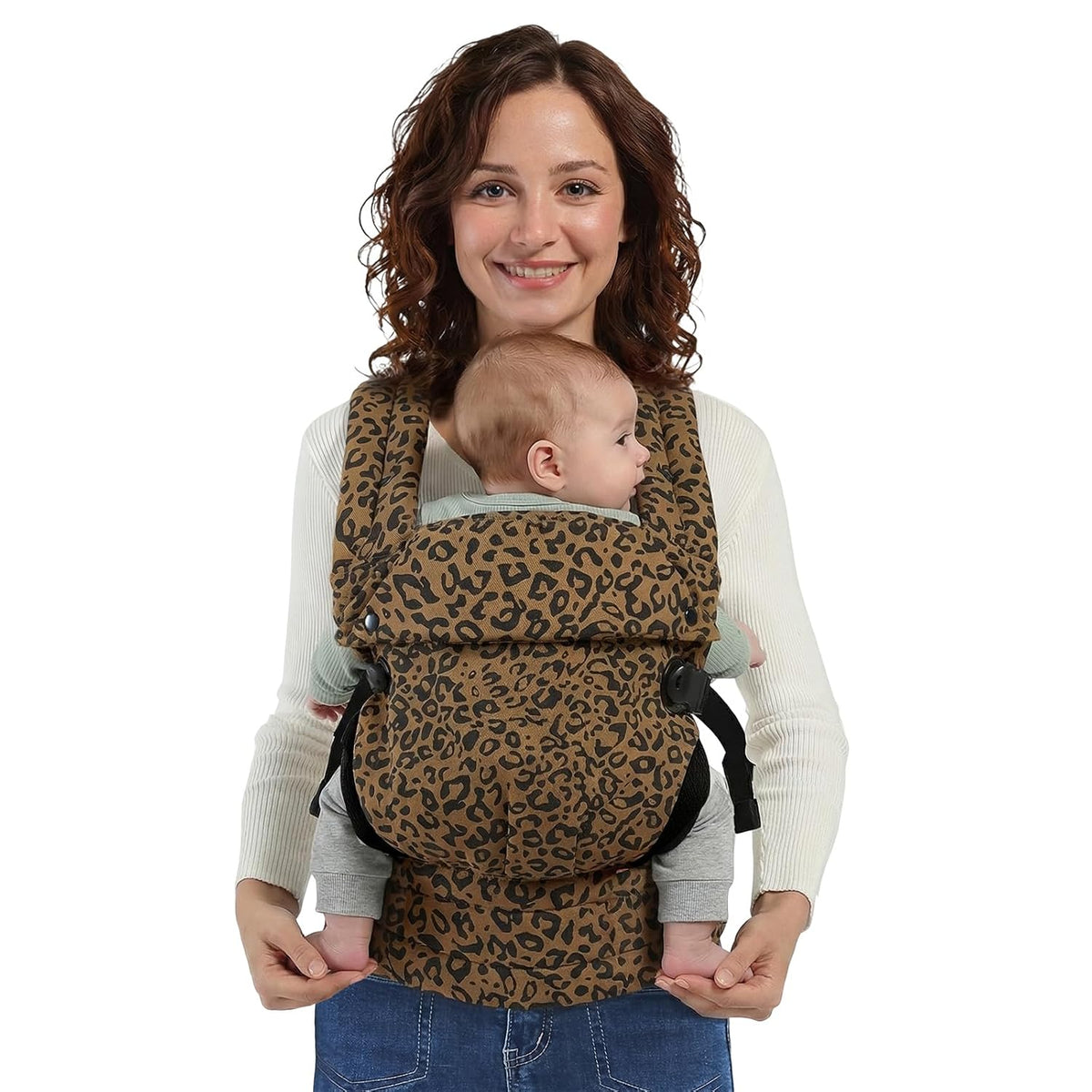 MISSWISDOM Baby Carrier Newborn to Toddler, Adjustable Toddler Carrier, Baby Holder Carrier, Kangaroo Infant Carriers with Widen Shoulder Straps, Brown Leopard