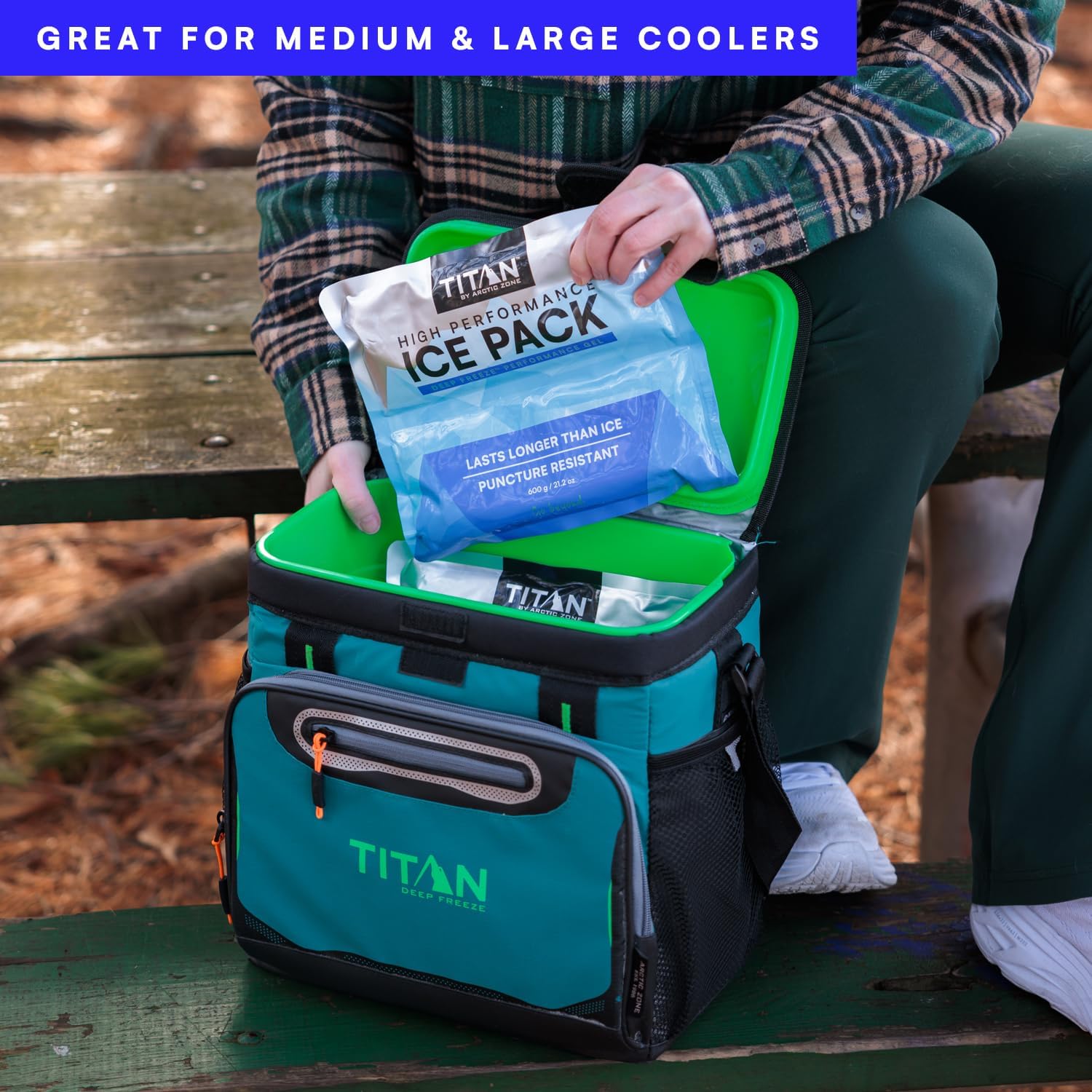 Titan Soft Gel Ice Pack, Lasts Longer Than Ice, Reusable, 2 Packs, 600g