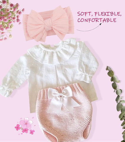 LemonSpace Handmade Nylon Baby Girl Headband Bows for Baby Kid Pink Mix3Pcs