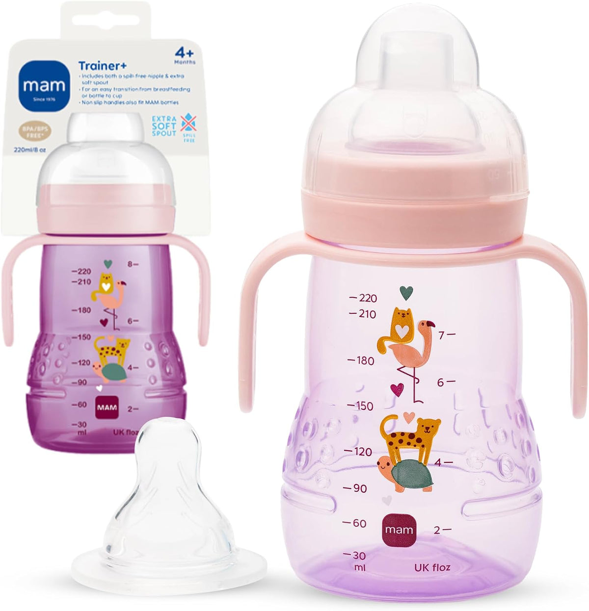 MAM Trainer Sippy Spill-Proof Cup 8 oz. Transition Cup 4+ Months, 1 Pk