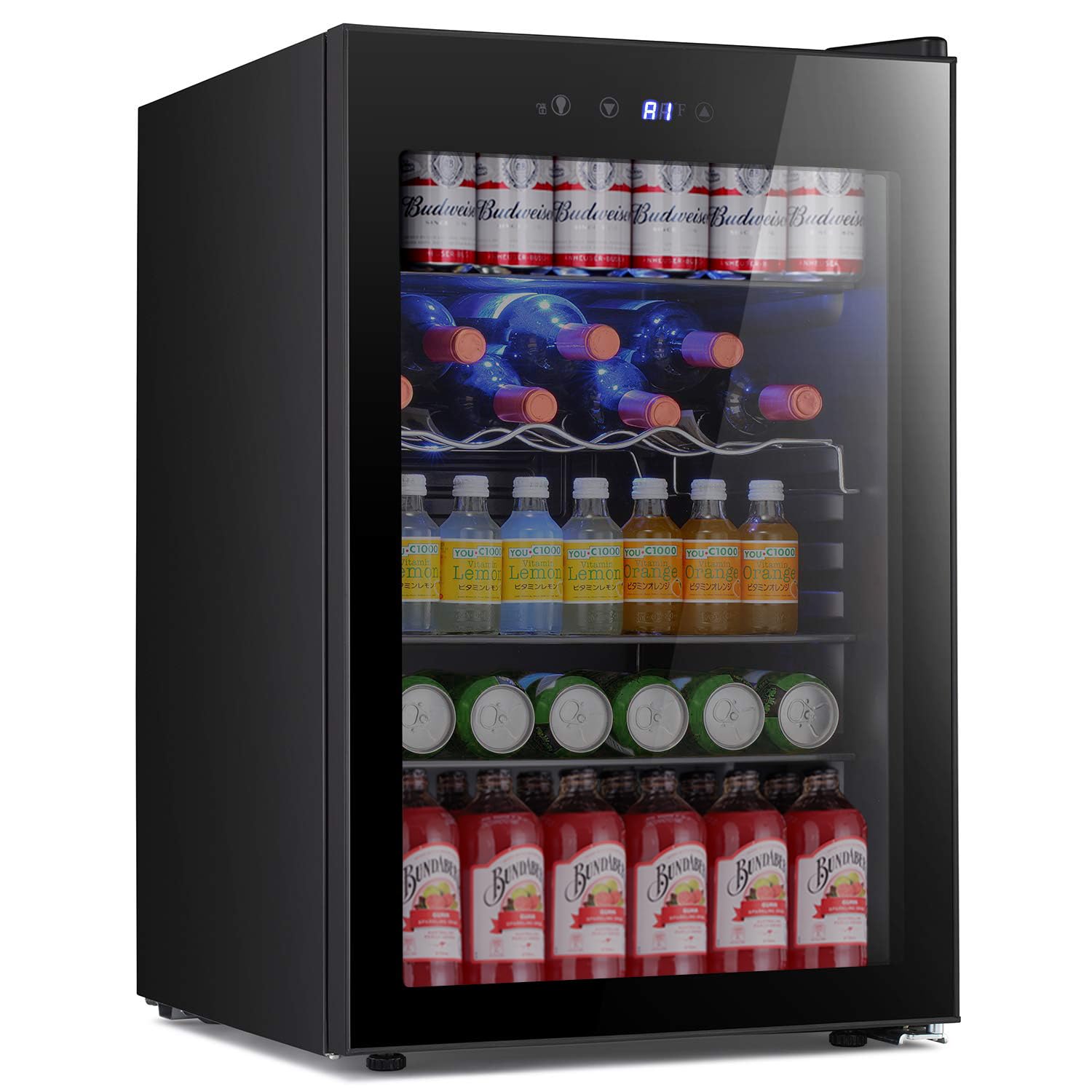 Antarctic Star Beverage Refrigerator -150 Can Mini Fridge for Soda Beer or wine,Small Drink Dispenser, For Office or Bar with Adjustable Removable Shelves，4.5 Cu. Ft. (Black)