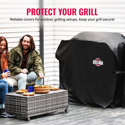 Grillman Premium Grill Cover for Outdoor Grill, BBQ Grill Cover 60 Inch- Rip-Proof, Waterproof, Top Heavy-Duty Large 60 Inch Grill Cover - Barbecue Cover & Gas Grill Covers (60"L x 28"W x 44"H, Black)