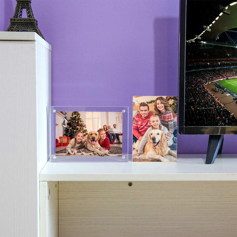 NIUBEE 5x7 Acrylic Picture Frame 5 Pack, 20% Thicker Block Clear Double Sided Photo Postcard Display