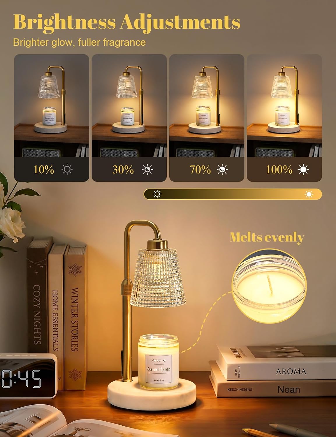Marble Candle Warmer Lamp with Timer, Birthday Gifts for Women, Room Decor