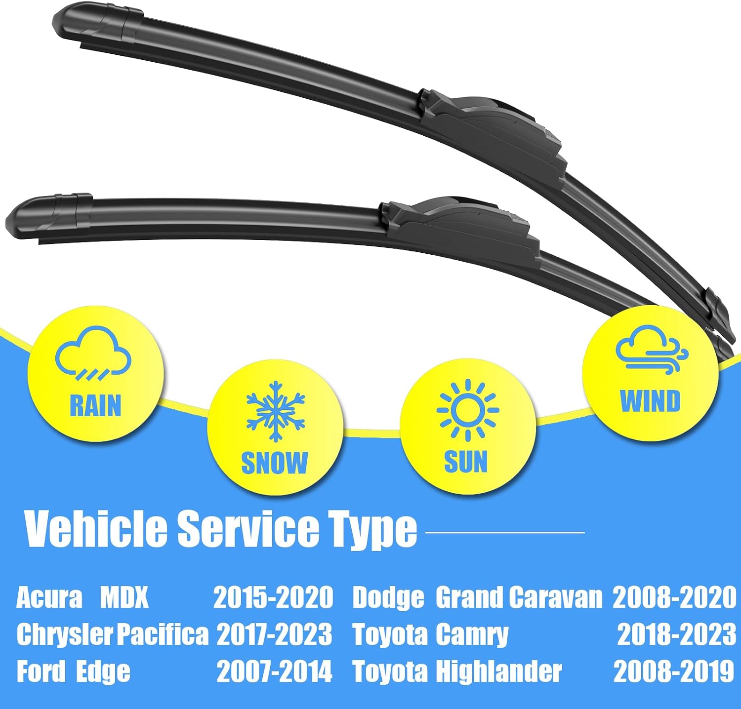 26"+20" Silicone Wiper Blades Replacement For Toyota Camry 2018-2024