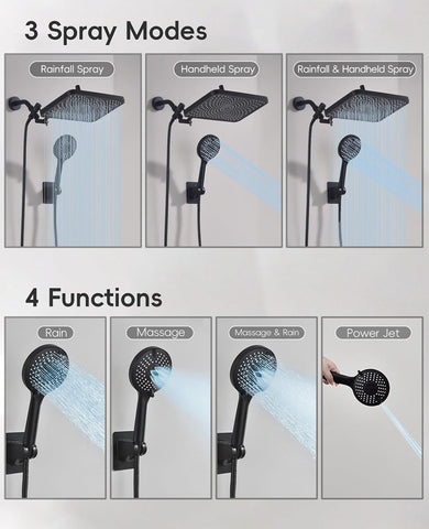 Rain Shower Head Starry Sky 12.2" High Pressure with Handheld Spray Combo
