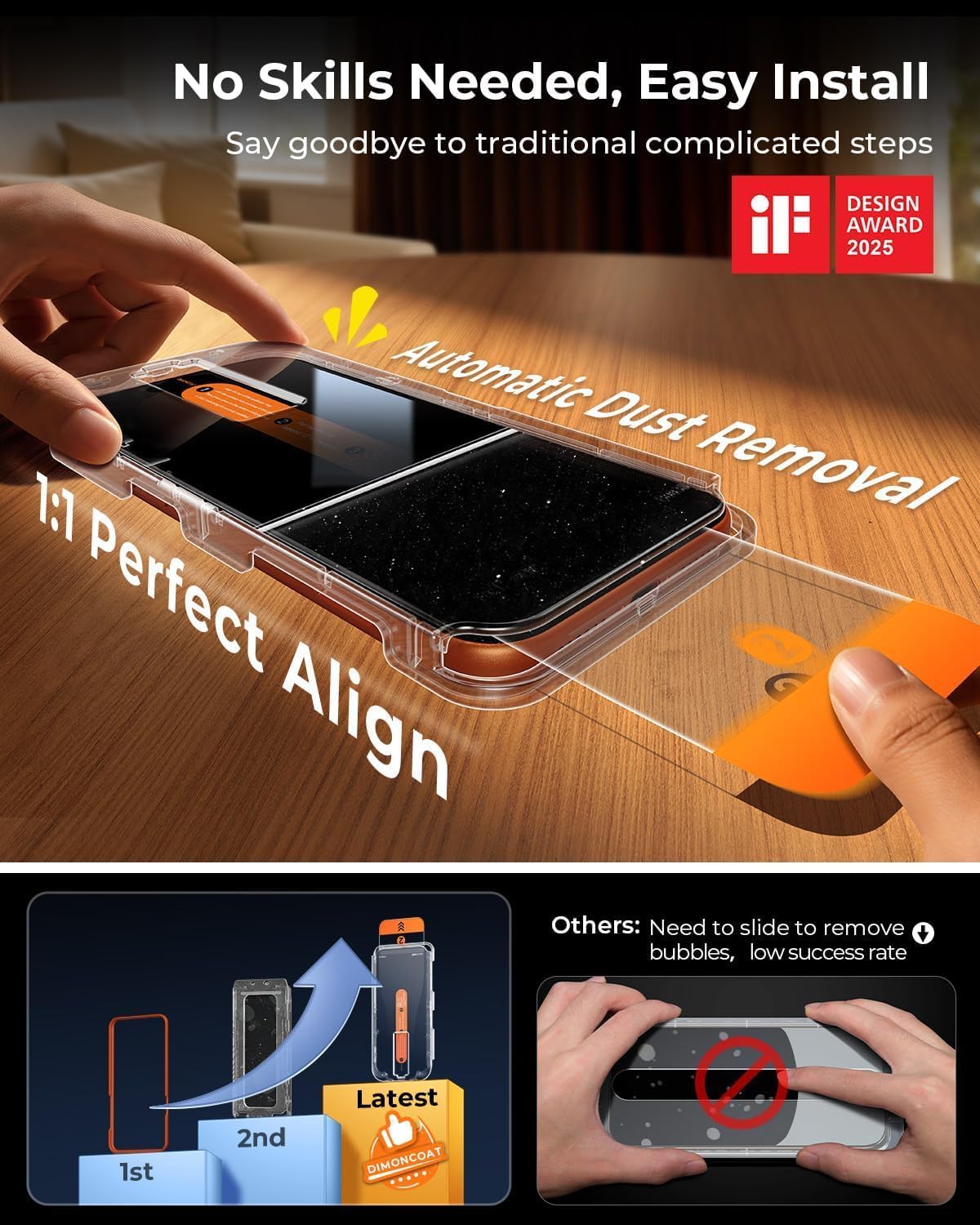 DIMONCOAT Top 9H++ Glass 2 Pack for iPhone 17 Pro Screen Protector 6.3''