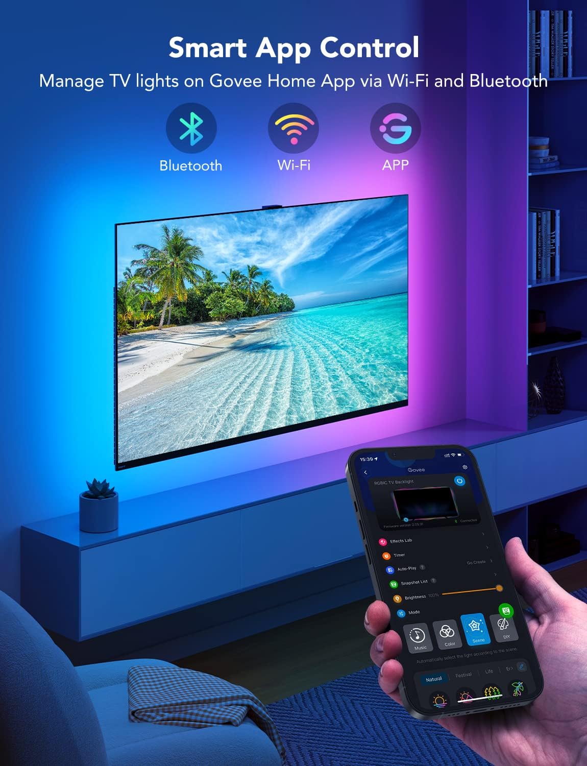 Govee TV LED Backlight, RGBIC Smart LED Strip Lights for 55-65 inch TVs