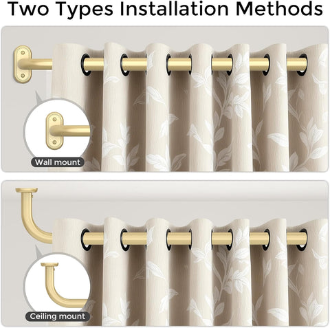 2 Pack Curtain Rod 36-88 Inch Gold Heavy Duty Window Curtain Rods