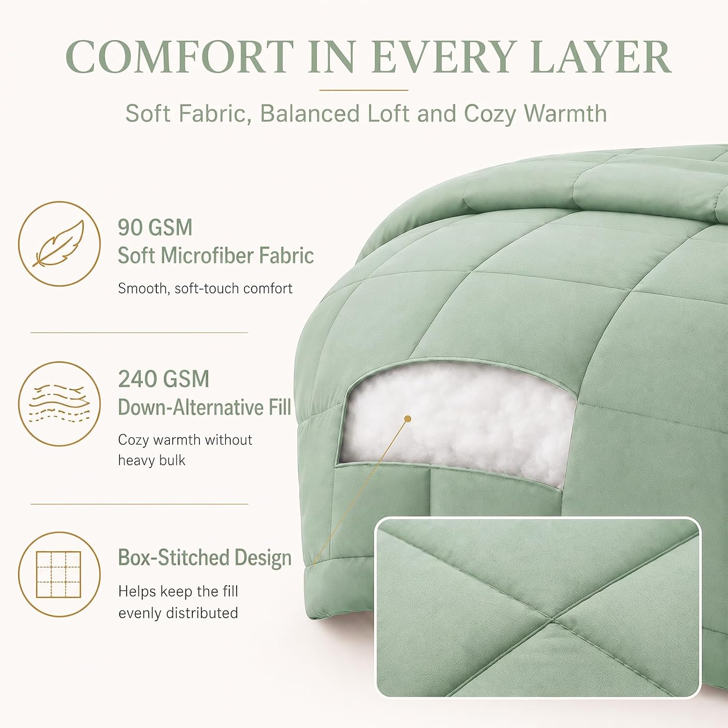 CozyLux Full Size Comforter Sets Sage Green - 7 Pieces Bed in a Bag