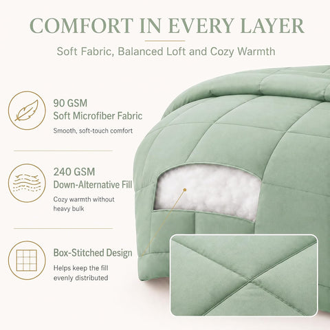 CozyLux Full Size Comforter Sets Sage Green - 7 Pieces Bed in a Bag