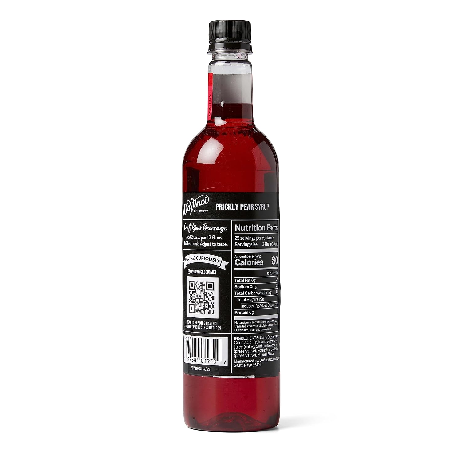 DaVinci Gourmet Prickly Pear Syrup, 25.4 Fluid Ounces (Pack of 4)