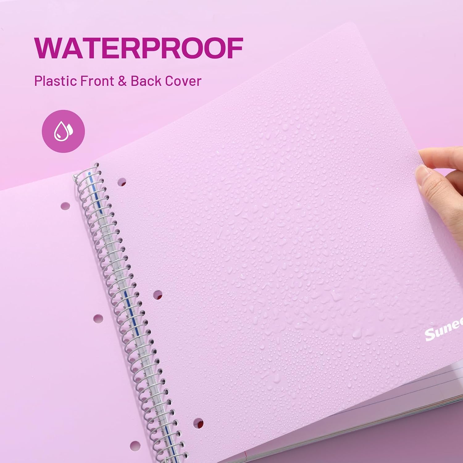 SUNEE 5 Subject Notebook College Ruled - 400 Pages, 9"x11", 5 Pocket Colored Dividers, 3-Hole Punched Paper, Purple