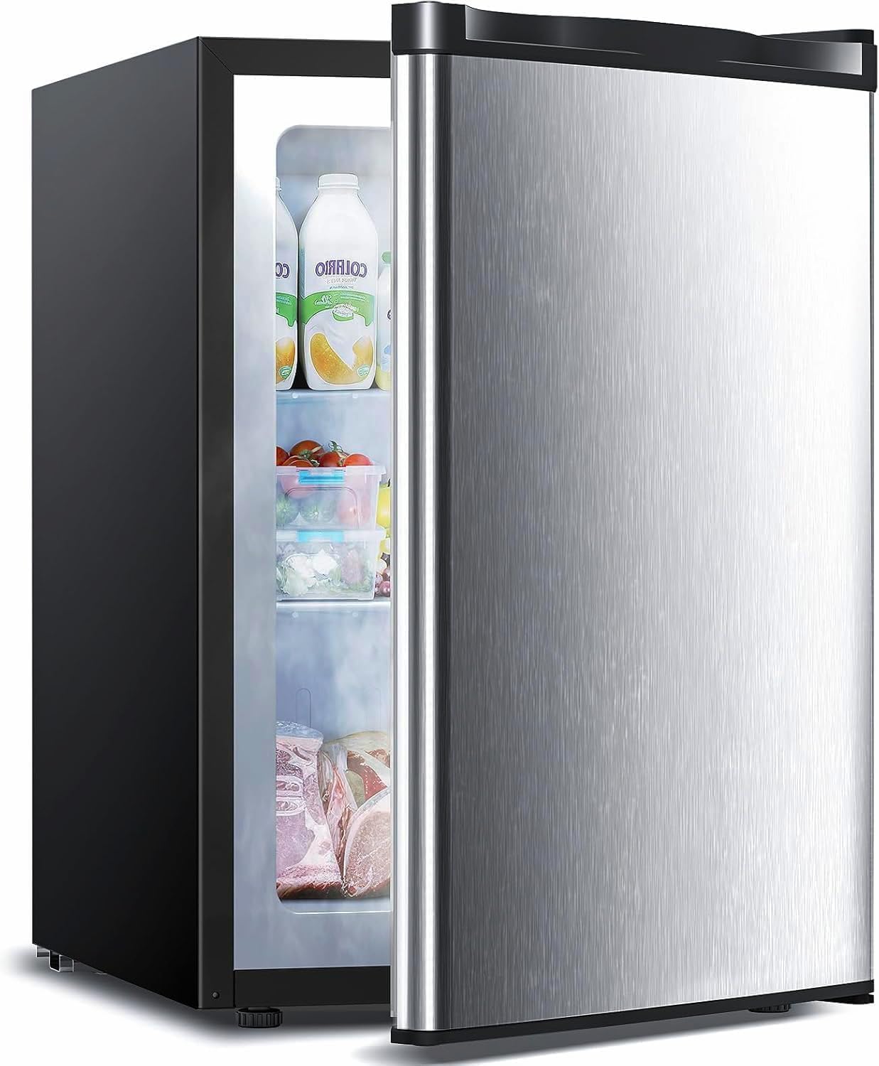 Electactic 3.2 Cu.ft Upright Freezer, Small Mini Freezer, Stainless Steel