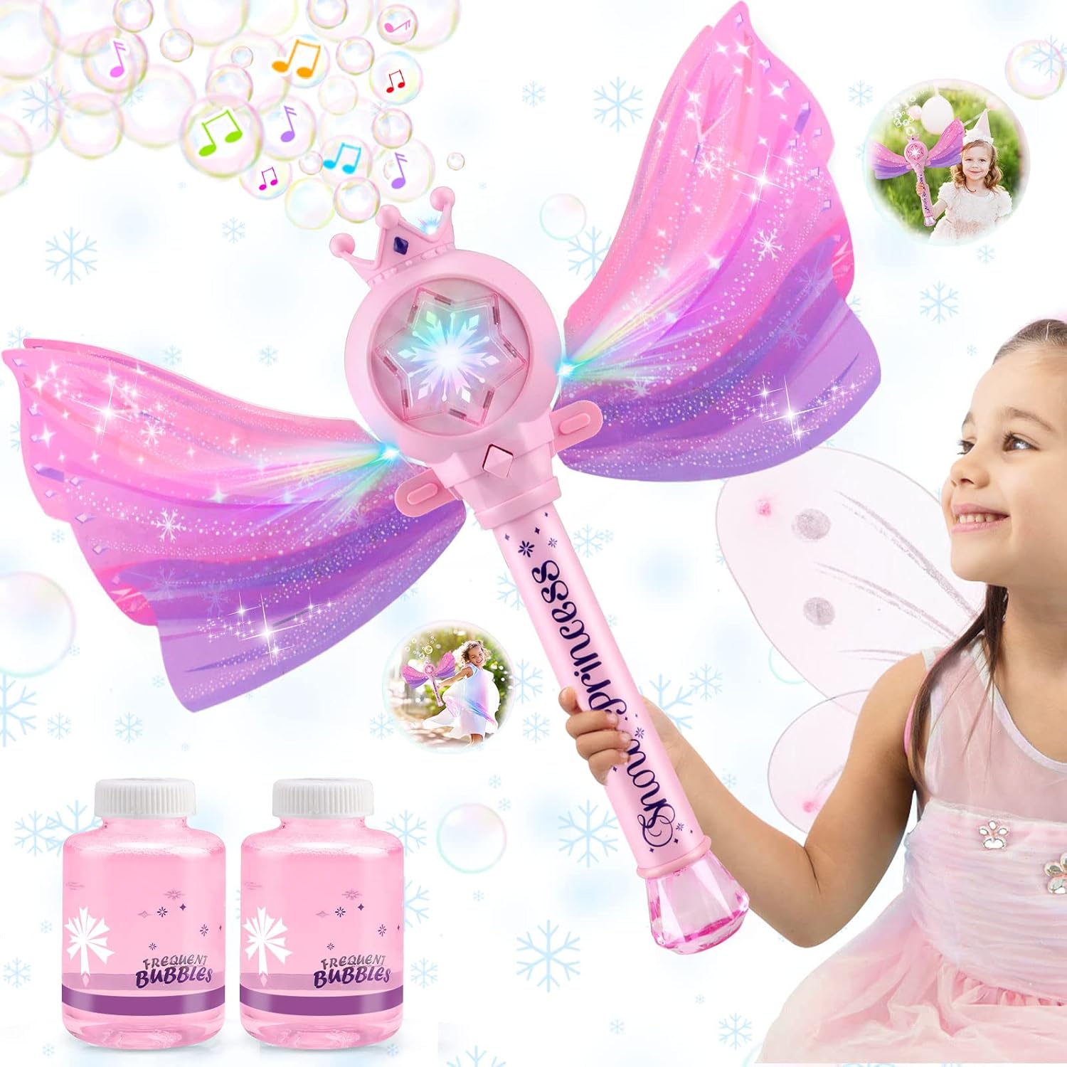 Bubble Wand for Kids, LED Light Music Bubble Toys Girl Gifts Age 3+