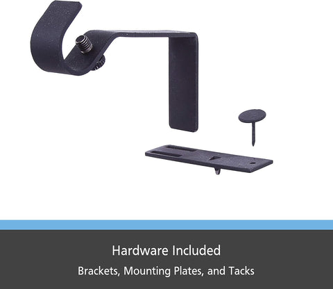 Kenney Fast Fit 5/8" No Measure Curtain Rod Brackets, Matte Black