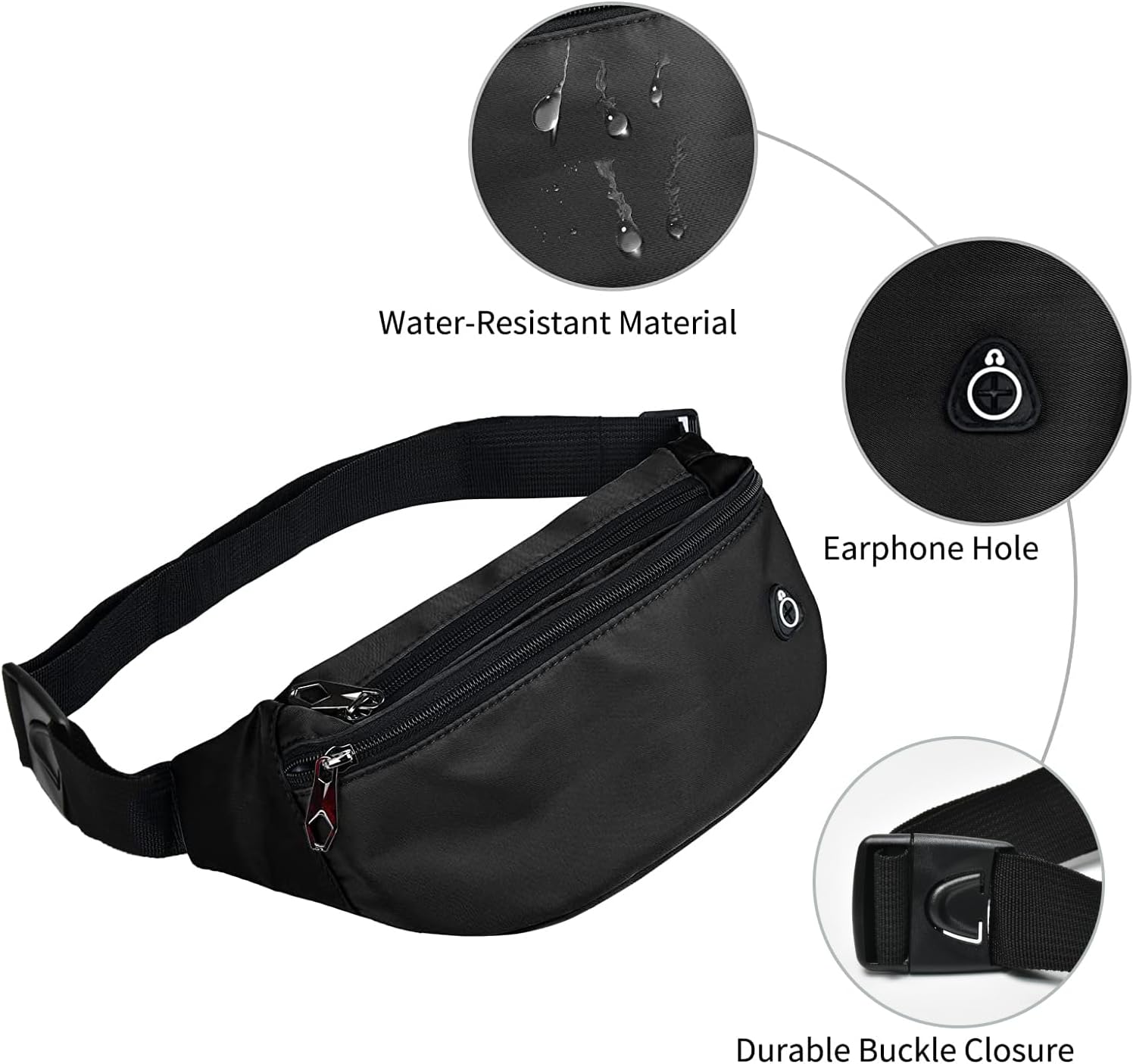 Fanny Packs for Men and Women Water-Repellent Sports Waist Pack Bag