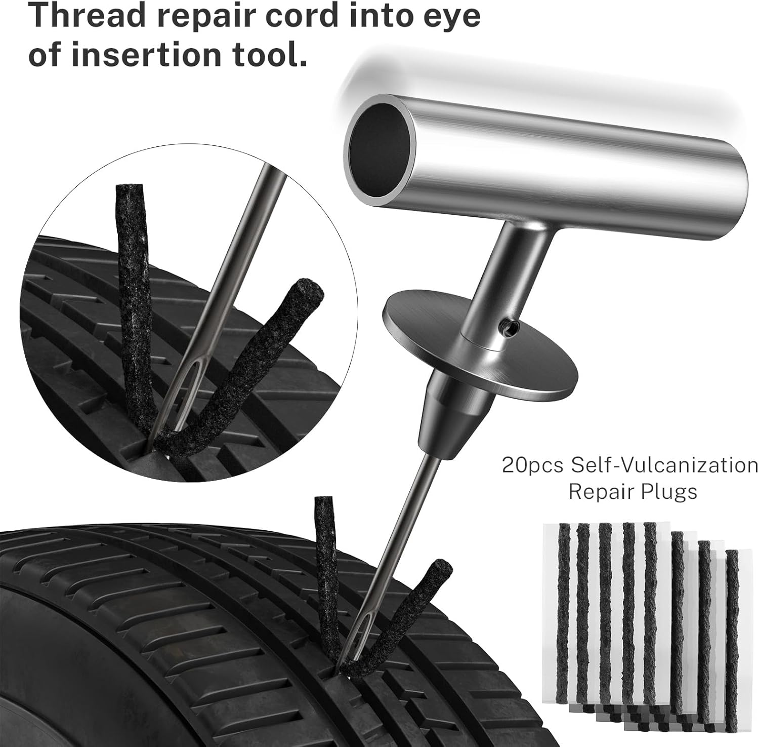 AUTOWN Flat Tire Repair Kit with Plugs 31pcs, Professional Tire Plug Kit