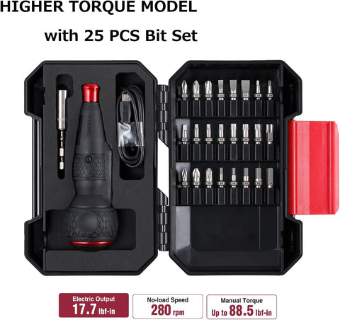 (US Model) VESSEL e-ASSIST Screwdriver Higher Torque w/ 25PC. Bit Set