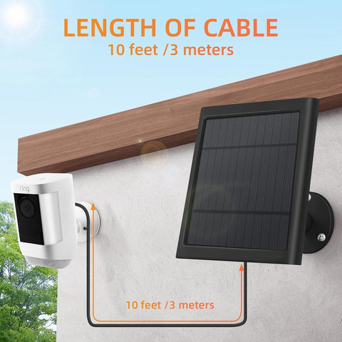 Solar Panel for Ring Camera, 1 Pack 4W Solar Charger with 10FT Cable, USB-C to Barrel Plug Adapter, Compatible with Ring Stick Up Cam Battery/Pro, Spotlight Cam Battery/Plus/Pro, Reolink Argus Pro