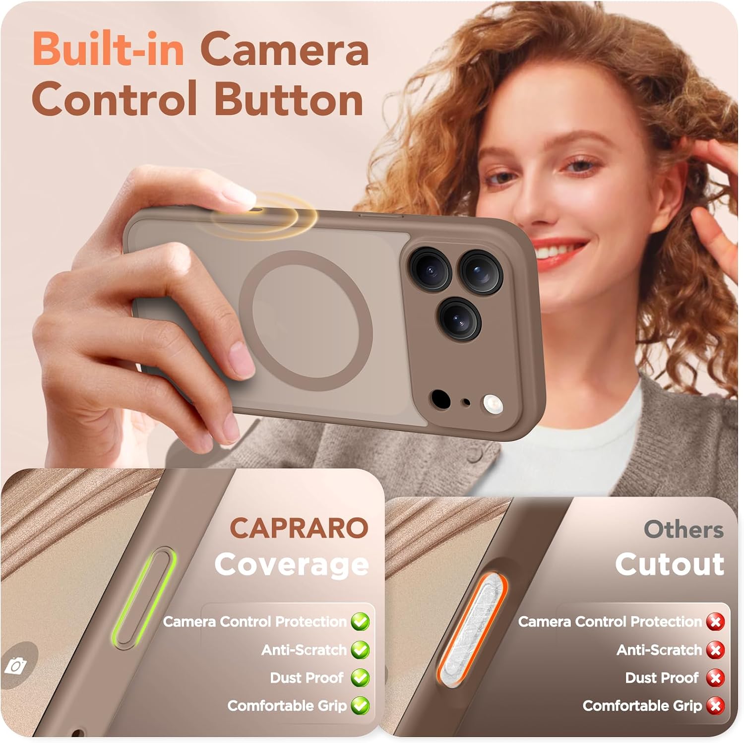 CAPRARO for iPhone 17 Pro Case, Compatible with MagSafe