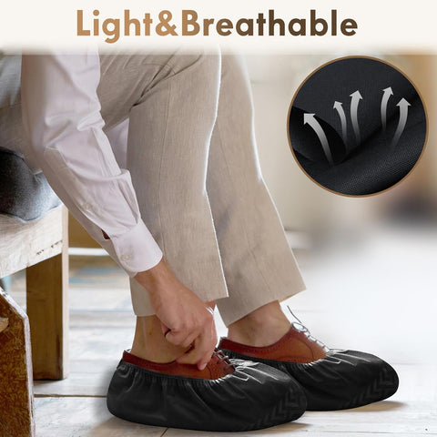 Shoe Covers Disposable Non-Slip - Black Shoe Covers for Indoors,50Pcs Booties for Shoe cover,Fits Up To 11 US Men and 13 US Women Size,Non-Woven Fabric