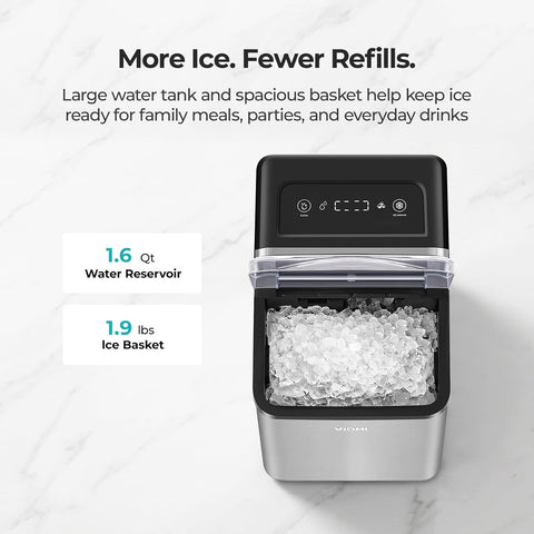 VIOMI Countertop Nugget Ice Maker, Chewable Pebble & Pellet Ice Machine