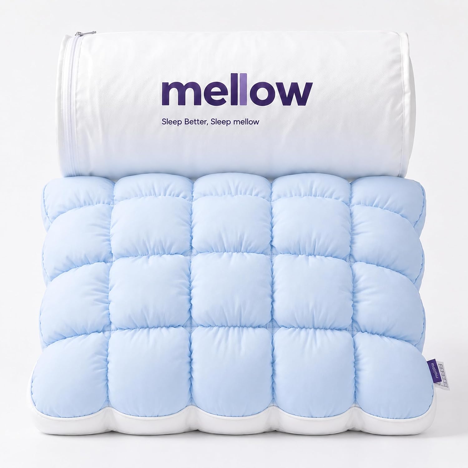 Mellow Puff Pillow Cooling Ice Silk Bed Pillow, Back & Stomach Sleepers