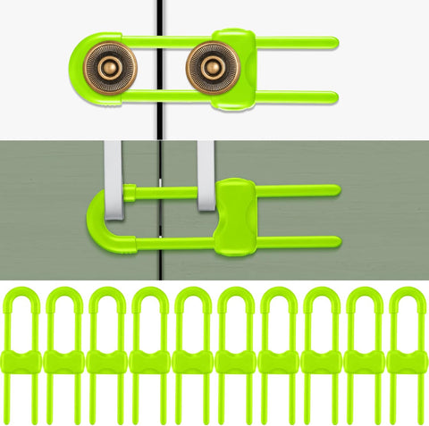 Jetec 10 Pack Baby Proof Cabinet Locks Adjustable U Shaped,Green