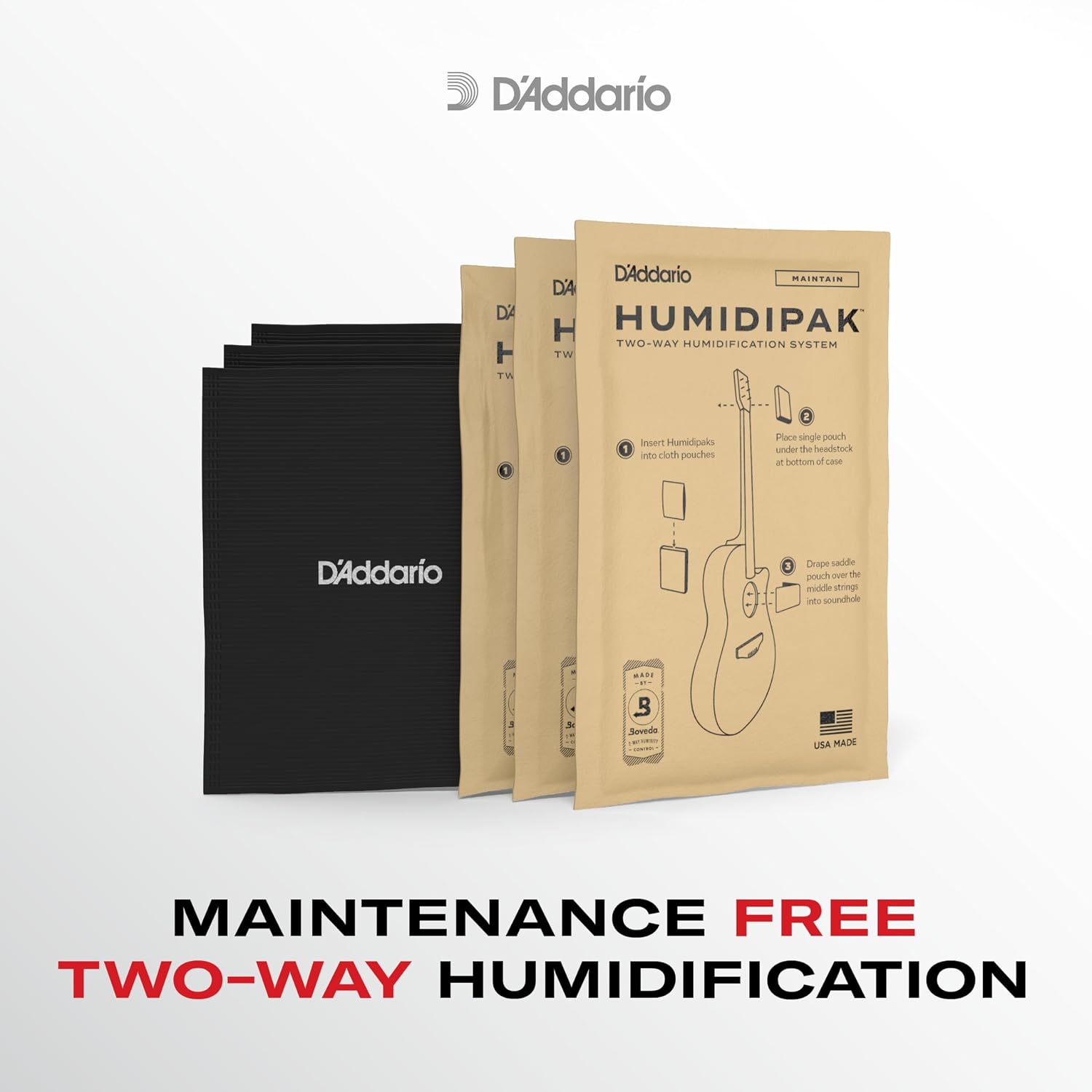 D'Addario Humidipak Guitar Restore Kit, Two-Way Case Humidity Control