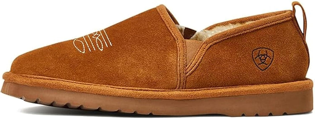 ARIAT Lasso Men's Suede Slippers, Wide Square Toe Closed Back