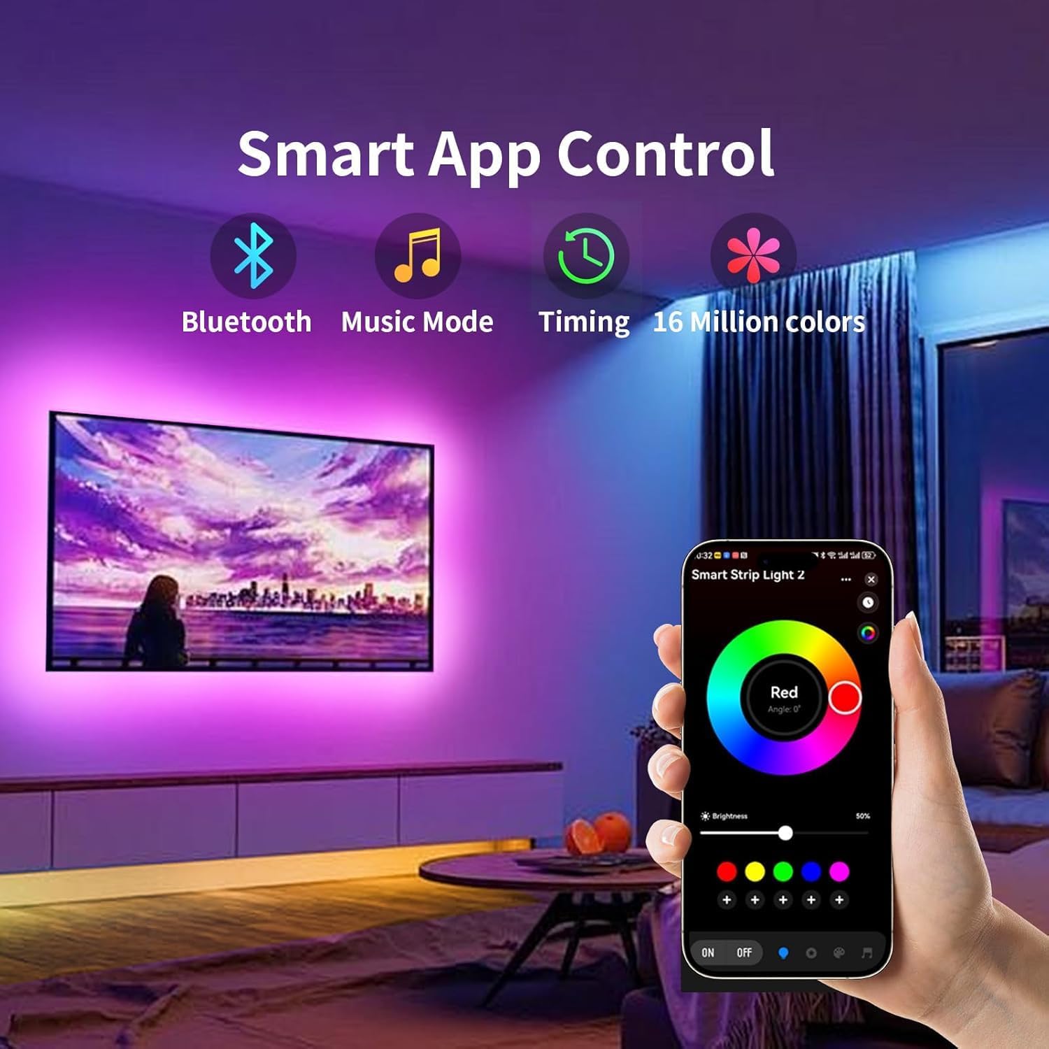 KSIPZE LED Lights for TV, 19.7ft TV led Backlight for 65-85 Inch TVs RGB TV Backlight Behind Music Sync Smart APP & Button Control TV LED Strip Lights USB Powered for Bedroom/Gaming