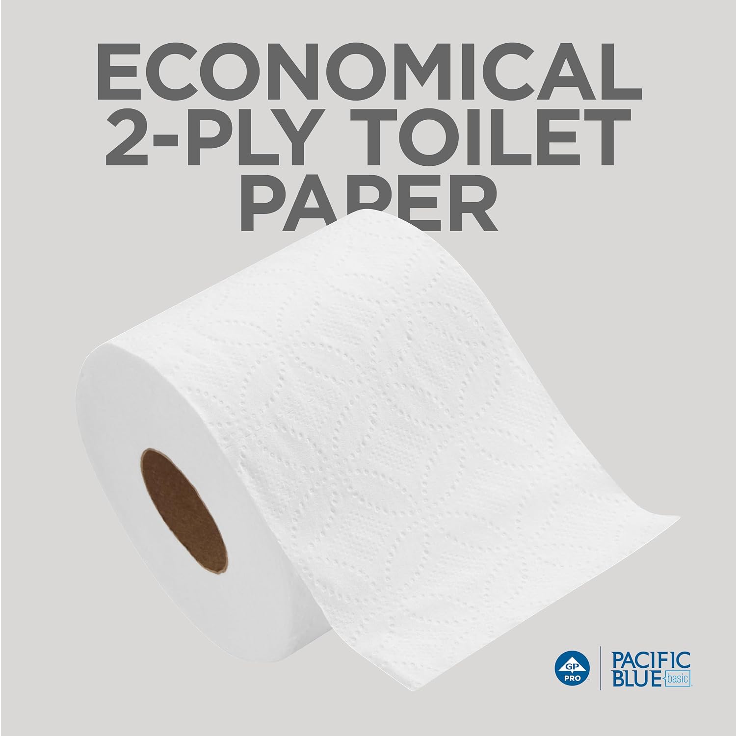 Georgia-Pacific, Pacific Blue Basic 2-Ply Embossed Toilet Paper, 19885, 550 Sheets Per Roll, 80 Rolls Per Case