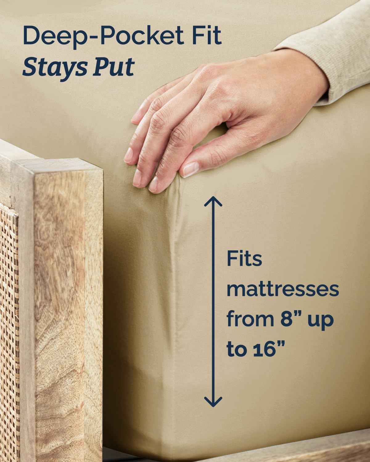 Twin XL 3 Piece Sheet Set - College Dorm Room Essentials - Beige