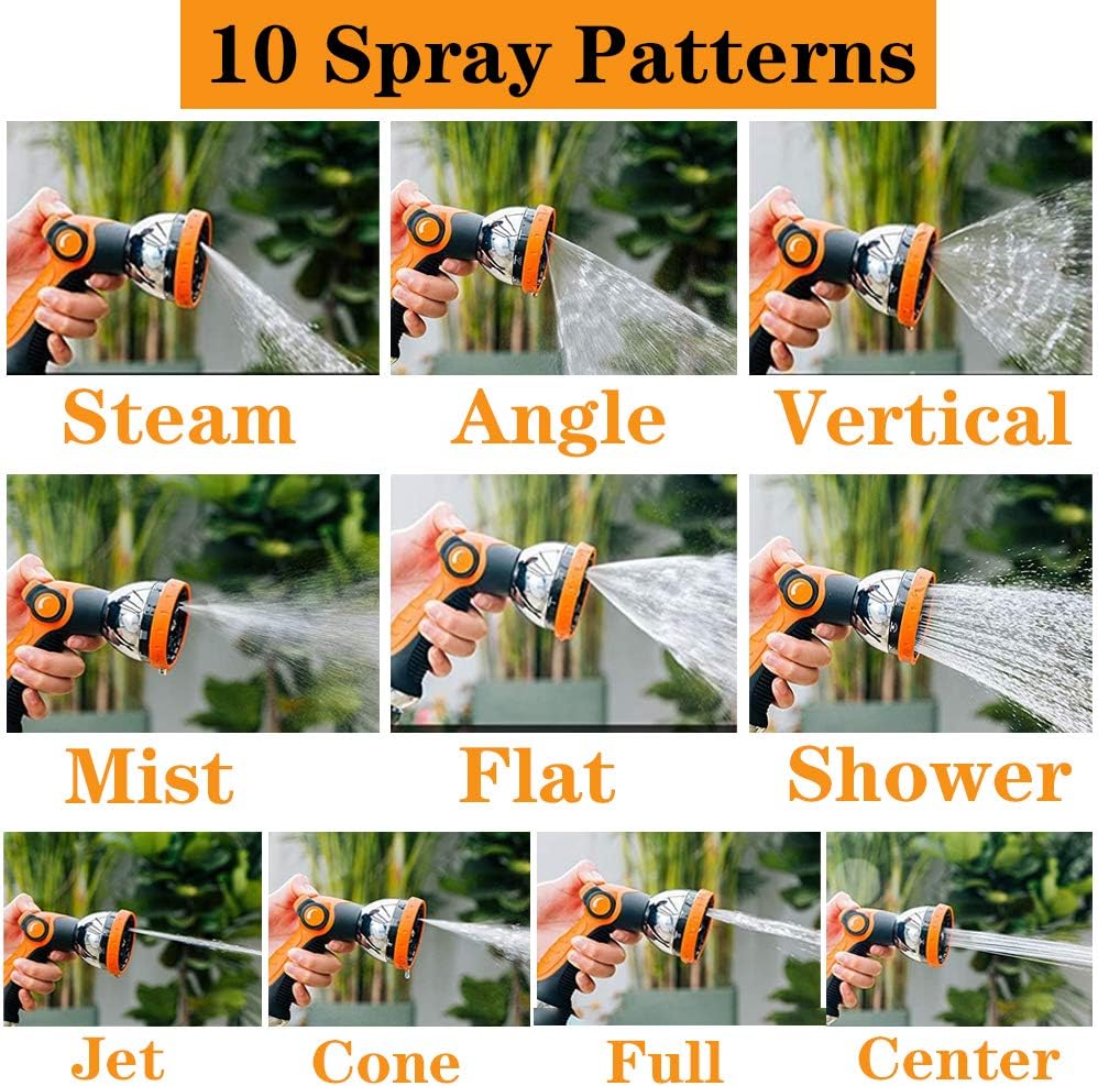 Garden Hose Nozzle Spray Nozzle,10 Hose Metal Duty Watering Patterns Thumb Control On Off Valve, High Pressure Nozzle Sprayer for Watering Plants, Car Wash,Cleaning,Showering Pets