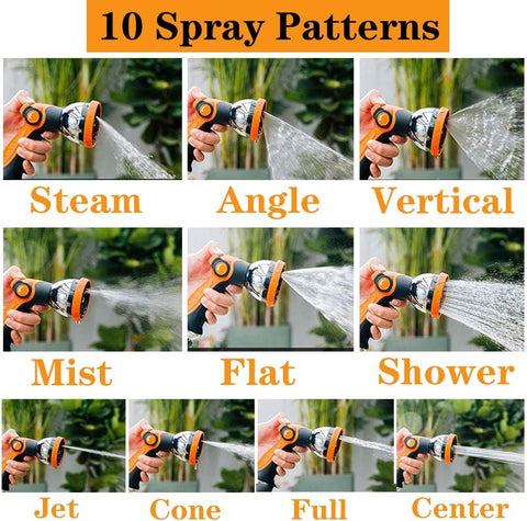 Garden Hose Nozzle Spray Nozzle,10 Hose Metal Duty Watering Patterns Thumb Control On Off Valve, High Pressure Nozzle Sprayer for Watering Plants, Car Wash,Cleaning,Showering Pets