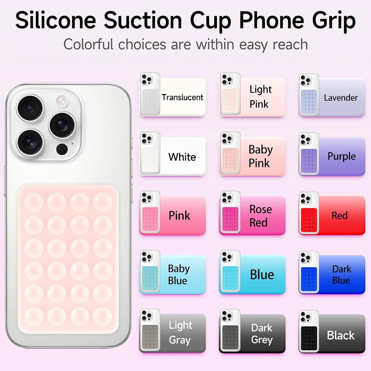 Yojaro 2 Pack Silicone Suction Phone Case Mount, Silicon Adhesive Smartphones Stand Sticky, Non Slip Suction Cup, Hands-Free Phone Accessories Holder for Selfies and Videos Rose Red