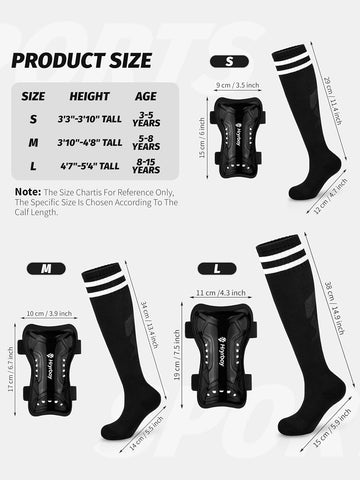 Hryrbay Kids Soccer Shin Guards and Socks Toddler Youth Soccer Shin Pad Set