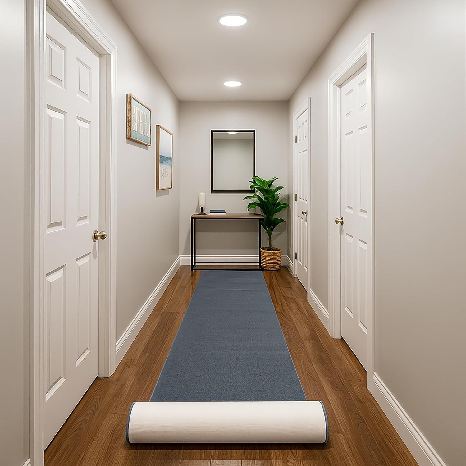 Kapaqua Custom Size Solid Plain Rubber Backed Non-Slip Hallway Stair Runner Rug Carpet Grey, 22in x 6ft