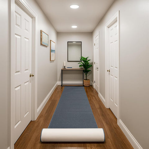 Kapaqua Custom Size Solid Plain Rubber Backed Non-Slip Hallway Stair Runner Rug Carpet Grey, 22in x 6ft