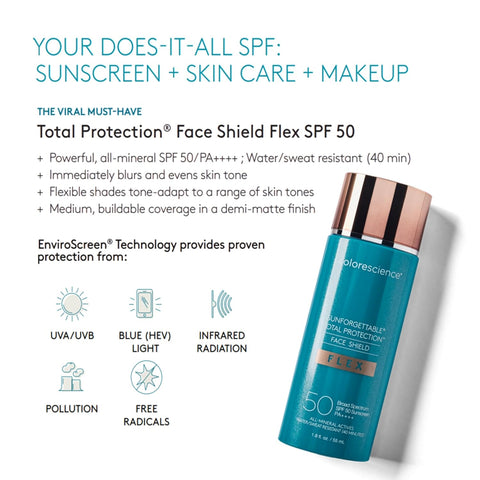 Colorescience FLEX Tinted Mineral Sunscreen SPF, Tone-Adapting Buildable Coverage with Zinc Oxide