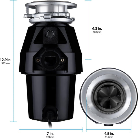 Waste Maid Garbage Disposal, Anti-Jam, Continuous Feed, 1/2 HP Mid Duty