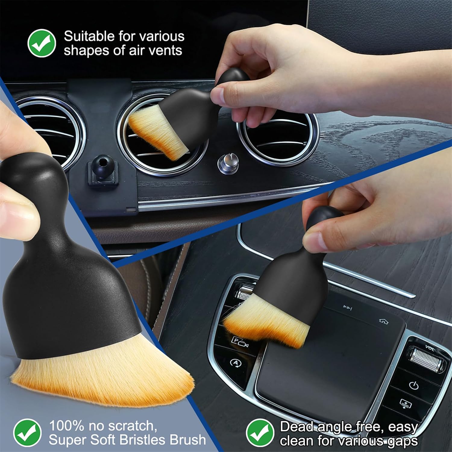 Fitosy Car Interior Duster Detail Brush Cleaning Gel Kit, Dust Remover