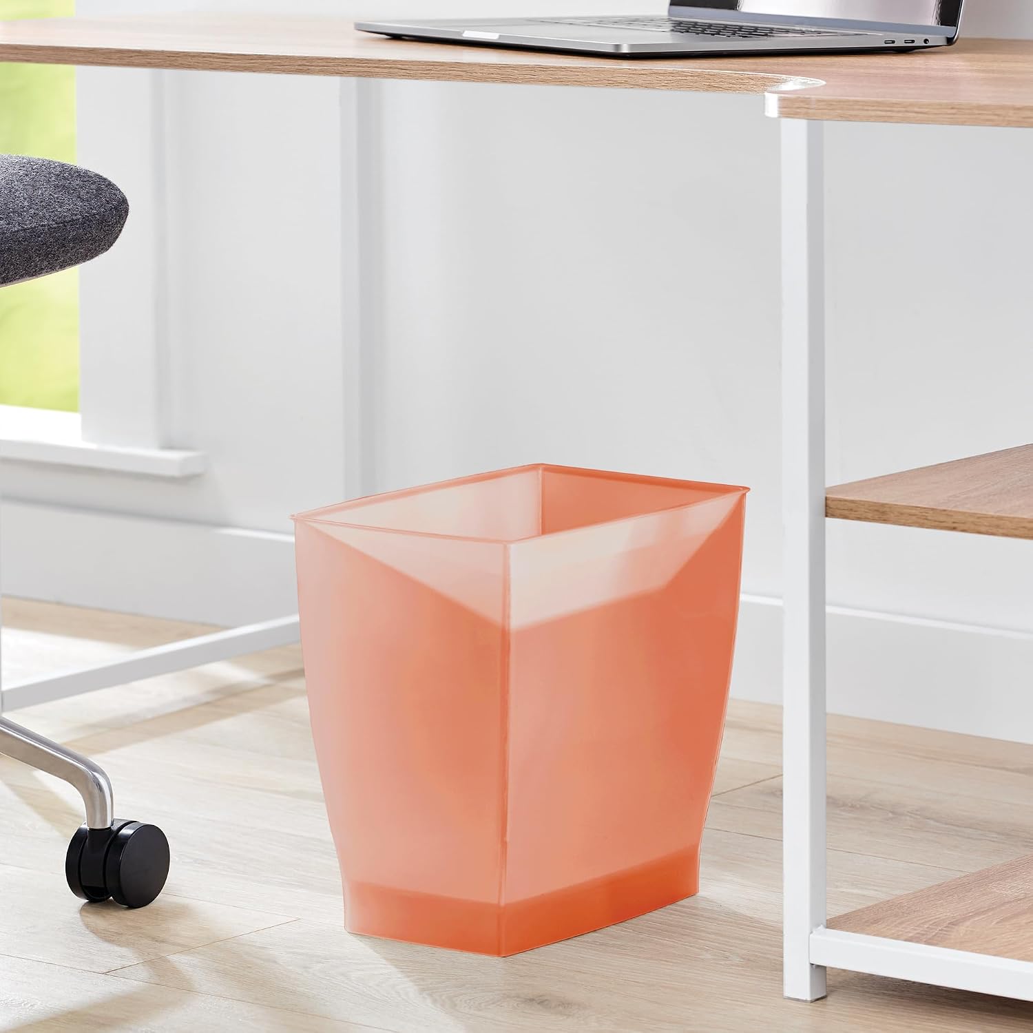 iDesign Small Plastic Bathroom Trash Can, Orange