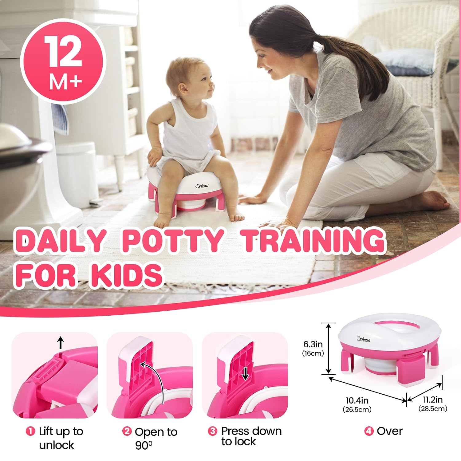 Orzbow Portable Potty Training Chair for Toddler, Travel Emergency Toilet